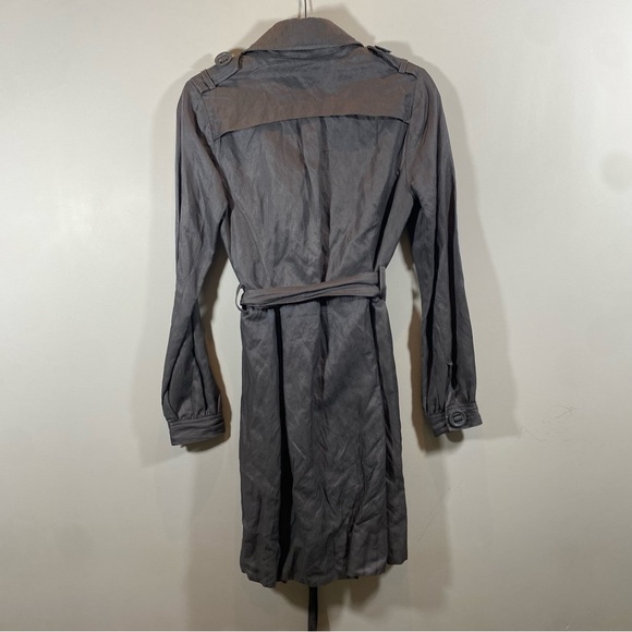 Baia Linen Gray Trench Coat Size XS - Picture 4 of 8